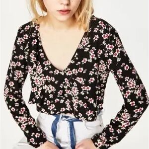 Zara | Long Sleeve Cherry Blossom Crop Top